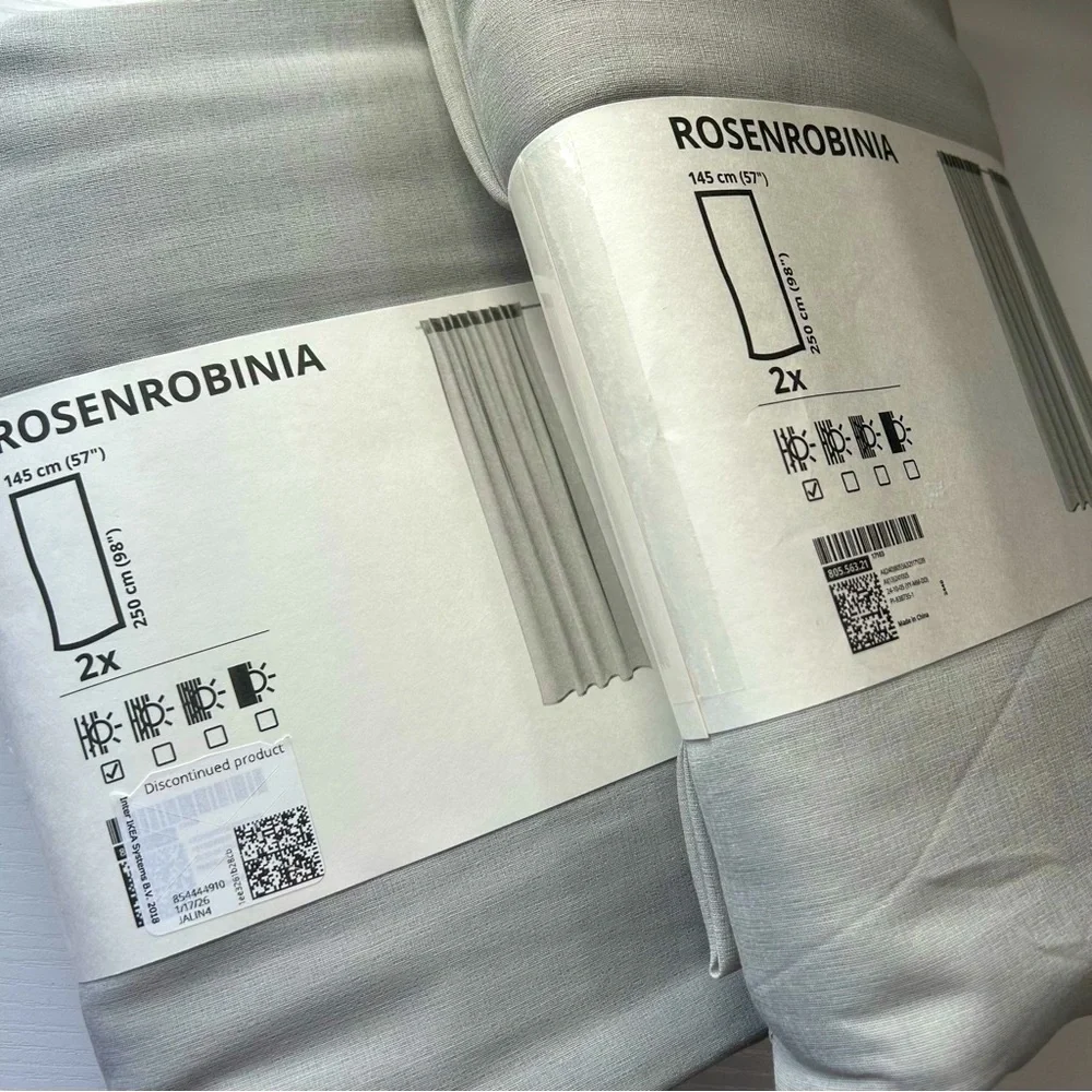 NWT 2 packs/4 panels IKEA Light Gray window curtains 57”x 98”L